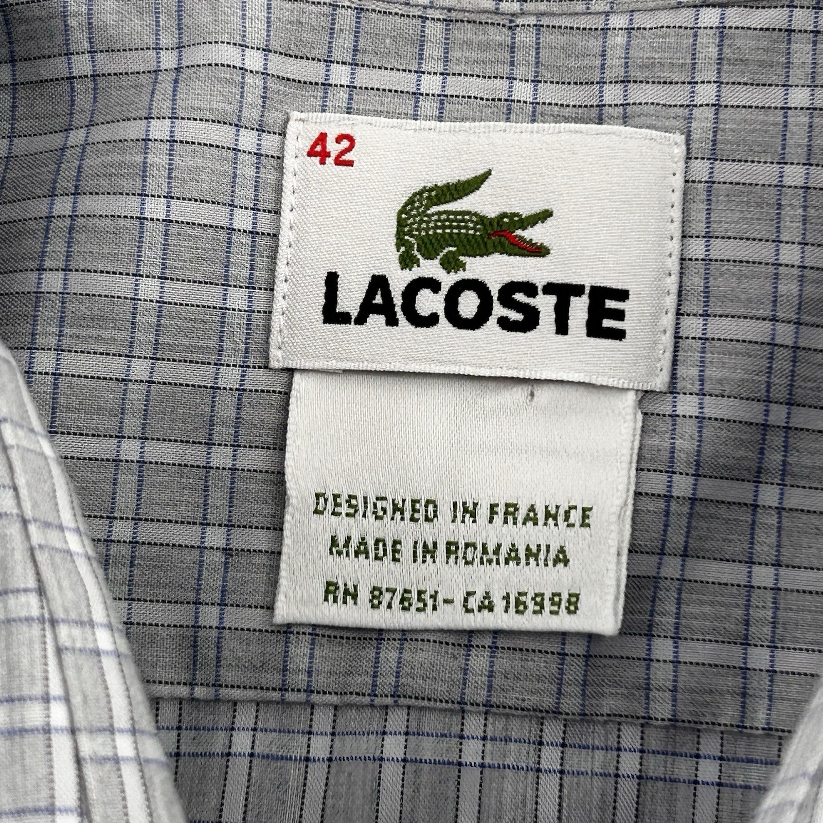 Lacoste Button Down Gray Plaid Button Down Long S… - image 7