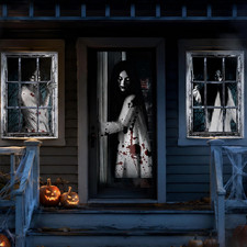3 Pcs Halloween Door Window Cover Set Scary Decor, Female Ghost