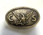 CS. Eagle Buckle Militia style Solid Brass 3 hooks Reproduction By Parsleys