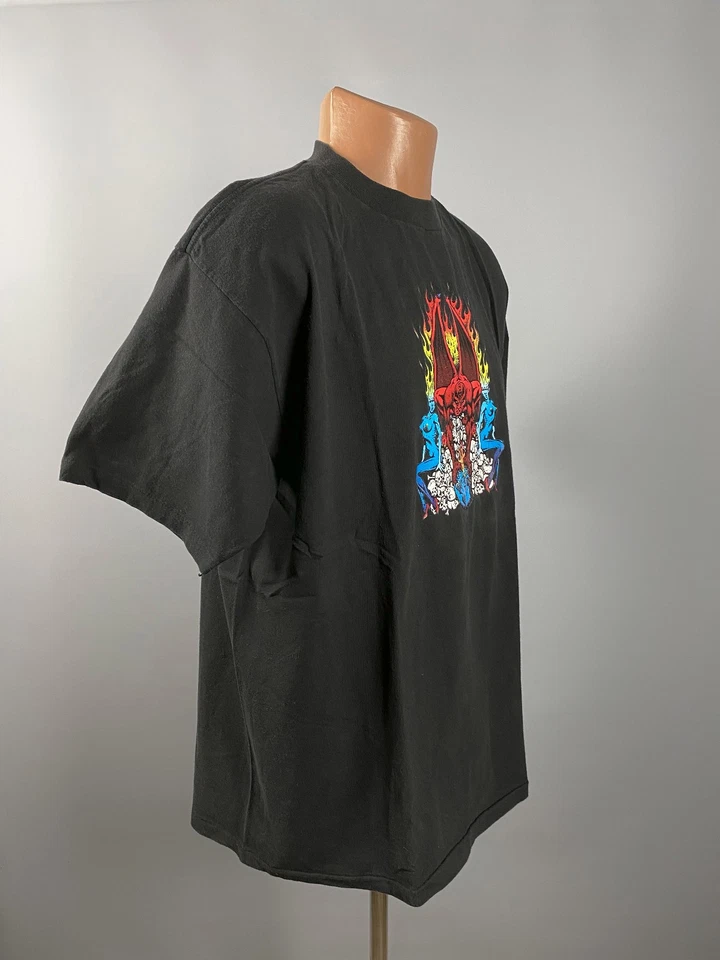 Vintage 80s THRASHER MAGAZINE Devil Fire Black Single Stitch T Shirt Tee Size XL - Image 4 of 4