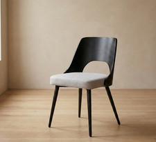 Black Scandinavian Set of 2 Retro Dining Chair  Seat  Metal Legs-Send Offer