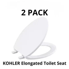 2 PACK KOHLER LAYNE Elongated Toilet Seat WHITE Quick-Release SEALED OB