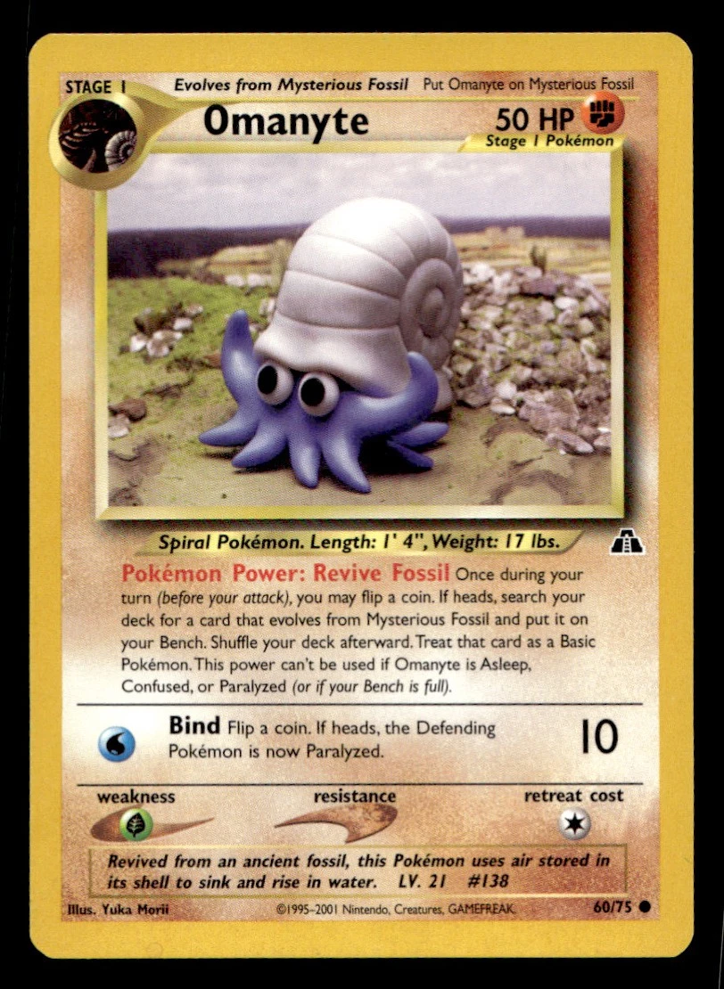 1995 omanyte pokemon card value 52/62 1st Edition Fossil PSA 9  Zapp! Comics Dont apply Weakness and Resistance Omanyte Pokmon TCG Cards for