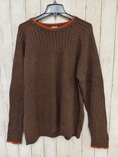Columbia Mens XL Sweater Brown Orange Ribbed Cotton Crewneck PullovER