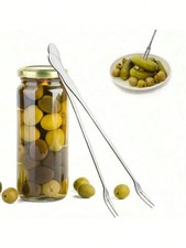 Stainless Stee 2PCS Olive Forks Kimchi Grabber Pickle Canned Cocktail Food UK
