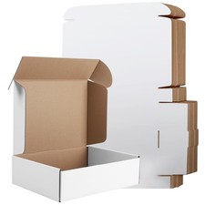Hguba 12x9x2 Inches Shipping Boxes Set of 25, White Corrugated Cardboard Boxe...