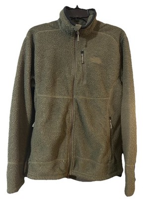 The North Face Texture Cap Rock Fleece Jacket Mens Large Green Sweater Polartec