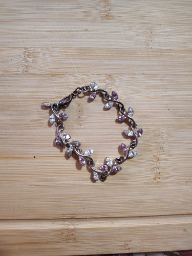 Silver Tone Tri-Color Faux Pearl Child’s Bracelet 4” Vintage