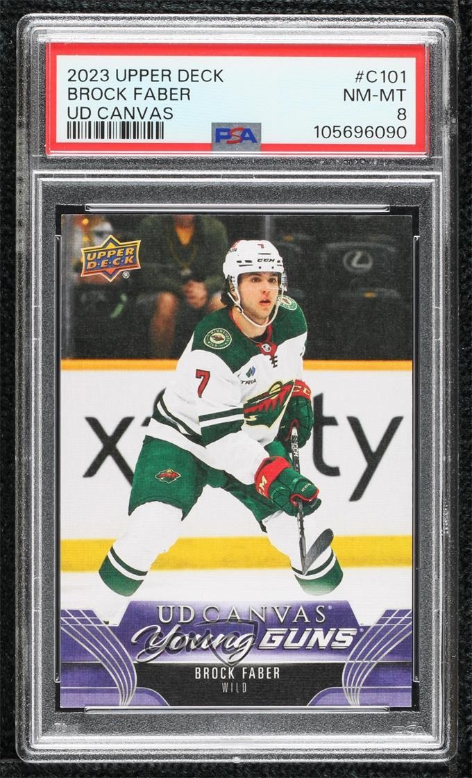 2023 Upper Deck Series 1 UD Canvas Young Guns Brock Faber PSA 8 Rookie RC 19jv