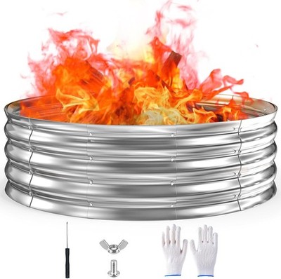 60 Inch Round Galvanised Fire Ring 5Ft Outdoor Pit Camping Backyard Garden