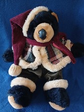 Dan Dee 15" Christmas Teddy Bear Black Collectors Choice Santa Hat Corduroy