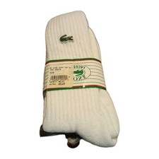 Lacoste Izod Alligator Logo Socks Men Size 10-13 White Vintage USA NEW Tags