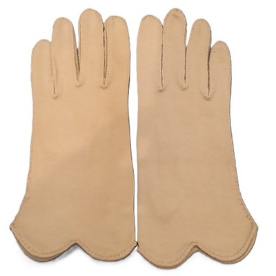 1940s Elvette Dawnelle Womens Gloves SZ 7 Tan Ladies Handsewn Soft Scallop Edge