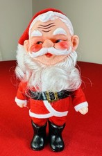 Retro Mid Century 7.5  Rubber Face Santa Claus Plush Doll 1950s Collectible