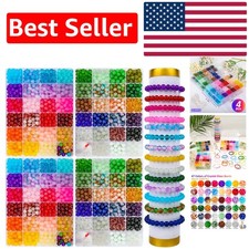 Crystal Beads 2400 PCS Kit: 8mm Round Glass Beads for Unique Crafts & Jewelry