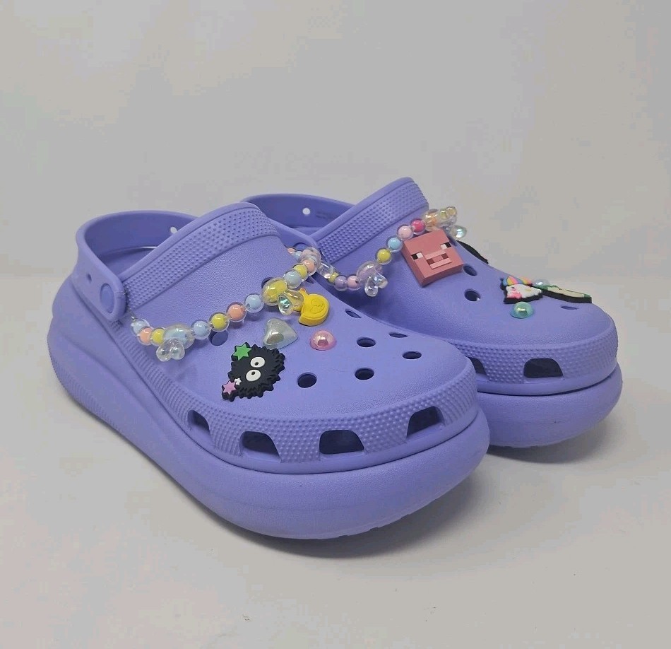 Crocs Classic Crush Clogs With Charms Platform Lavender Mens  display picture 3