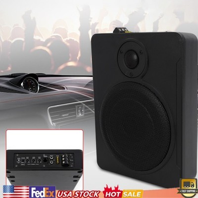 12V 600W 8'' Under-Seat Active Car Subwoofer Audio Speaker Bass Amp Sub Box Slim