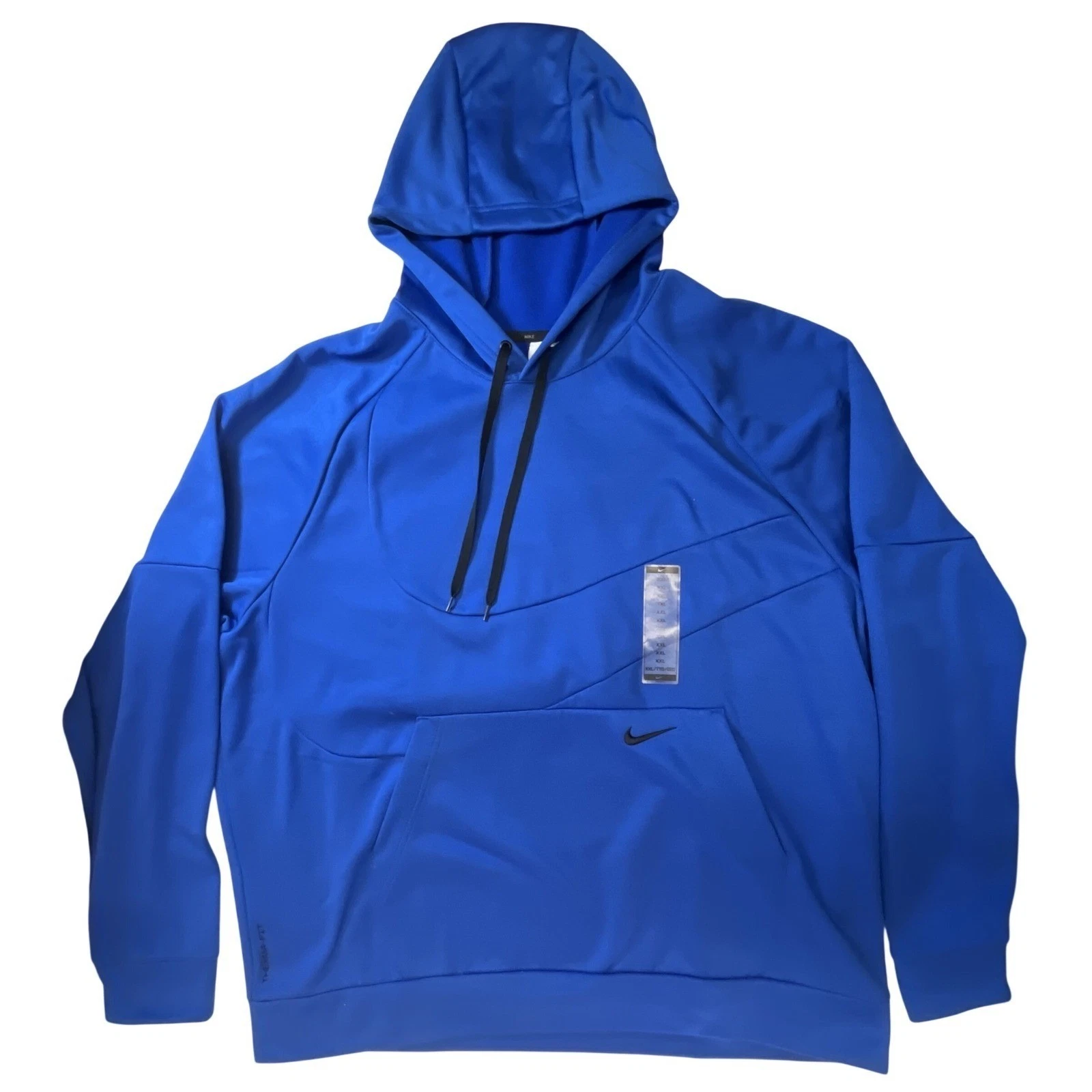 Nike Mens Therma-FIT Hoodie 2XL Blue Oversized Swoosh Training Pullover