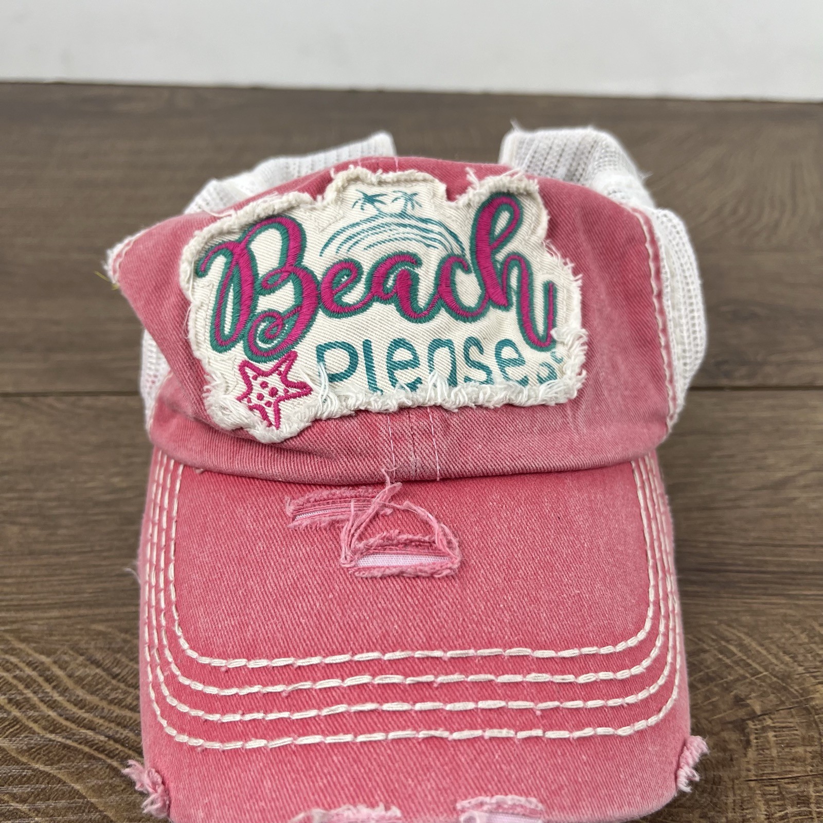 Beach Please Hat Beach Hat Red Adjustable Hat Red… - image 5