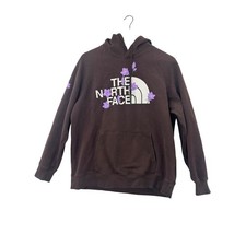 The North Face Floral Logo Hoodie Kids XL Brown Excellent Pullover Sweatshirt