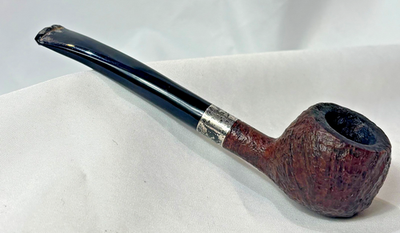 Vtg Savinelli Silver 304KS Pipe Rustic Sterling Mounted Diplomat