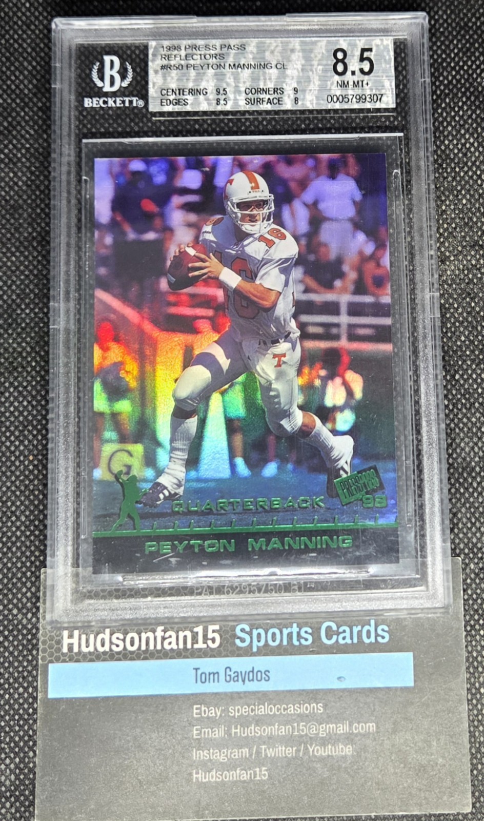 Peyton Manning Press Pass #R50 Reflector
