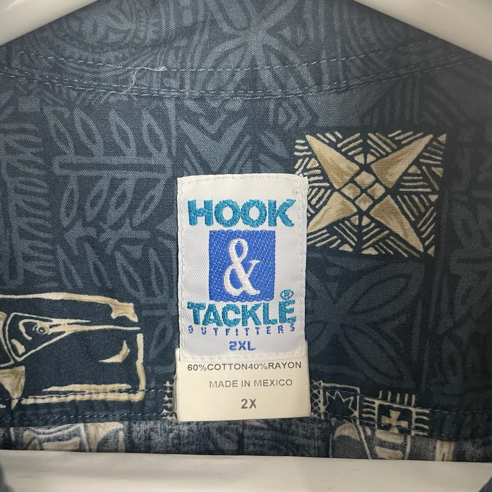 Vintage Hook & Tackle Hawaiian Limited Edition Marlin Rayon Blend Shirt Mens 2XL - Image 2 of 4