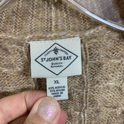 St. John's Bay Camel Heather Tan Waist Tie Pockets Cardigan Sweater XL NEW - Picture 6 of 9