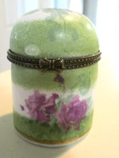 Vintage Stamp Roll Holder Porcelain Floral