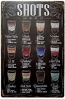 Shots Menu Vintage Bar Metal Tin Sign Poster Style Wall Art Pub Bar Decor 12x8