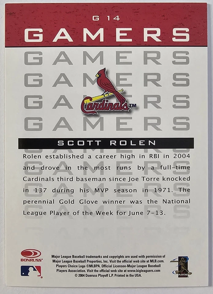 Scott Rolen 2005 Leaf Gamers - Image 2 of 2