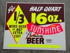 Vintage Sunshine Beer Cardboard Advertising Sign