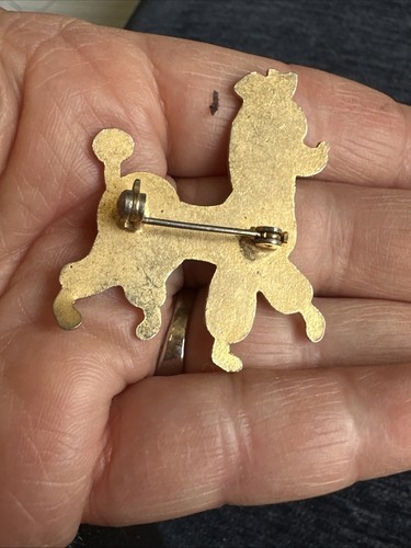 Vintage gold toned enamel poodle brooch - Picture 8 of 10