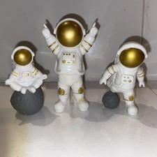 3Pcs Astronaut Ornament Statue Figure Sculpture Resin Desktop Home Decor Gifts