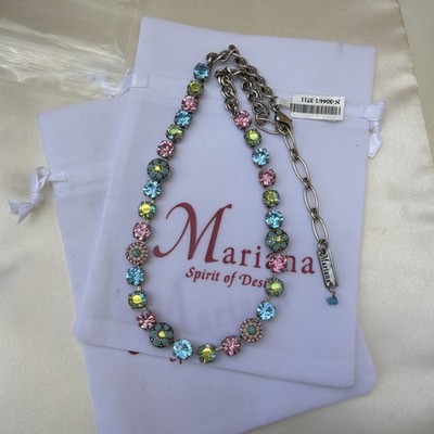 Turquoise Blue Pink & Green Crystals Mariana Necklace N-3054/1 Jewelry 
