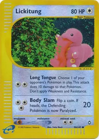 Lickitung - 90/147 - Pokemon Aquapolis Reverse Holo Rare Card NM