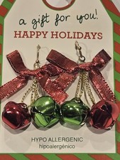 Christmas Jingle Bells With Bow Dangle Earrings