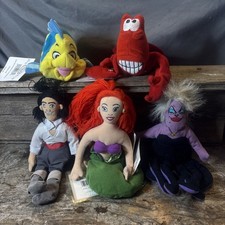 Vintage Disney Store Little Mermaid Ariel Bean Bag Plush Lot of 5 New w/ Tags