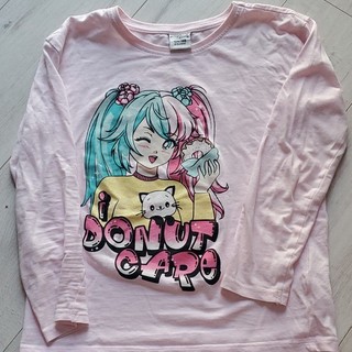 pepperts! Langarm T Shirt rosa/mehrfarbig Gr. 134/140 Rundhals Anime Print