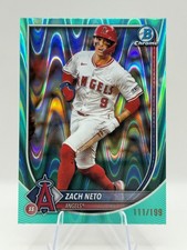 2025 Bowman Chrome Zach Neto #55 Aqua Wave Refractor #/199 Angels