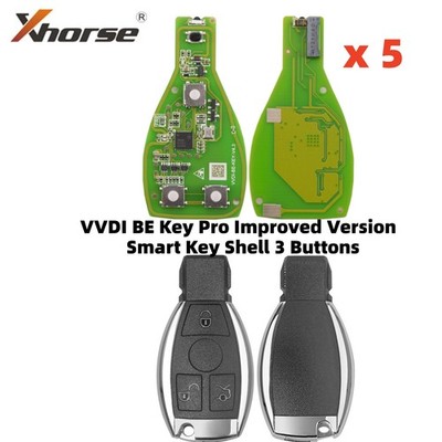 5x Xhorse VVDI BE Key Pro for Benz + Smart Key Shell 3 Buttons for VVDI MB Tool
