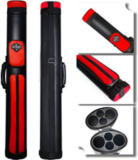 2X2 Hard Pool Cue Case for 2 Butts 2 Shafts w/ Pockets and Strap Billiard Holder