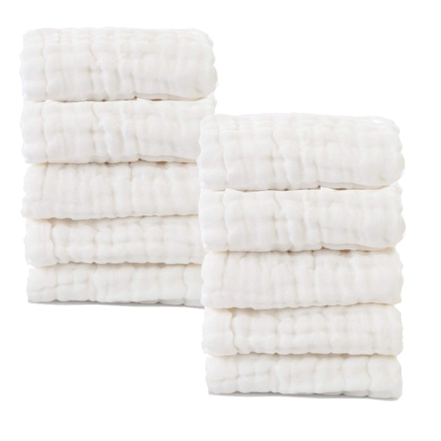 Baby Muslin Washcloths, 10-Pack - Gentle for Sensitive Skin