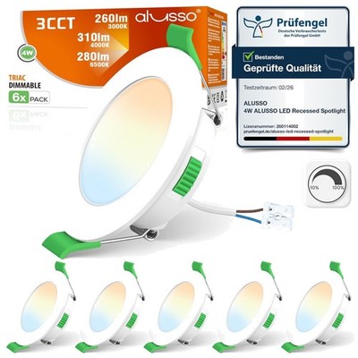 LED Einbaustrahler 230V dimmbar 4W  Badezimmer Wohnzimmer 6er Set