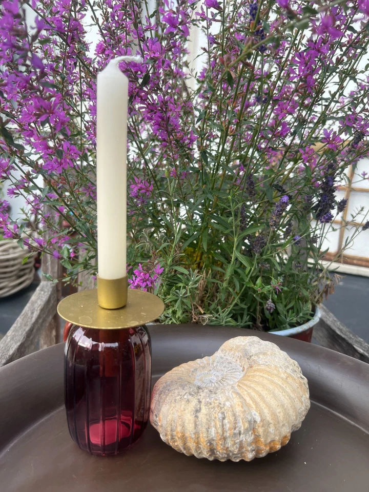 Glasvase "Julia" kleine Blumenvase aus Pressglas in kirschrot 12cm hoch Ø7cm - Bild 4 von 4