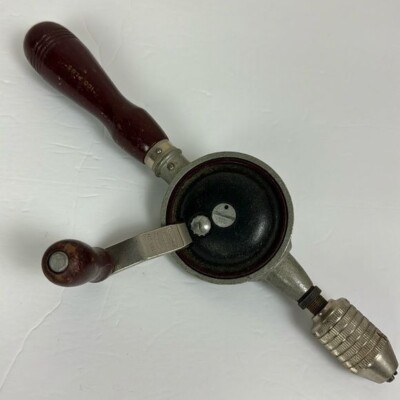 Vtg Stanley 100 Plus Hand Crank Drill USA 1610 eggbeater style tool garage cave