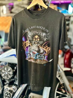 Vintage 1990 3D Emblem Distressed Harley Davidson Last Biker On