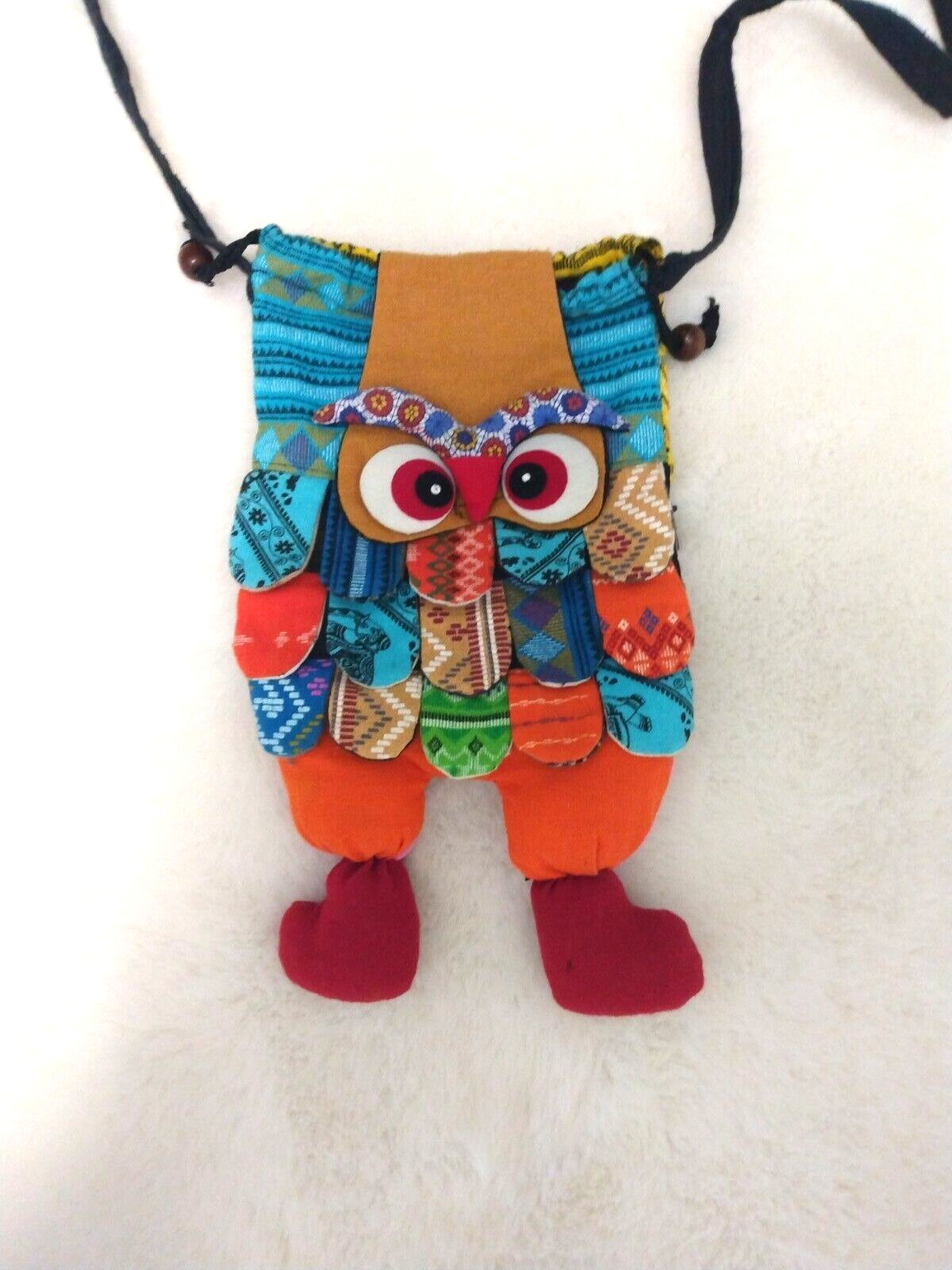 Owl Patchwork Crossover Purse Drawstring 2 openin… - image 7