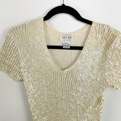 sequin scoop neck top