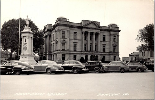 Vintage 1930-1940er Court House Square Denison Iowa IA RPPC Echtfoto Postkarte